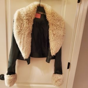 Azalea Wang Cropped Faux Leather   Faux Fur Jacket Size XL
